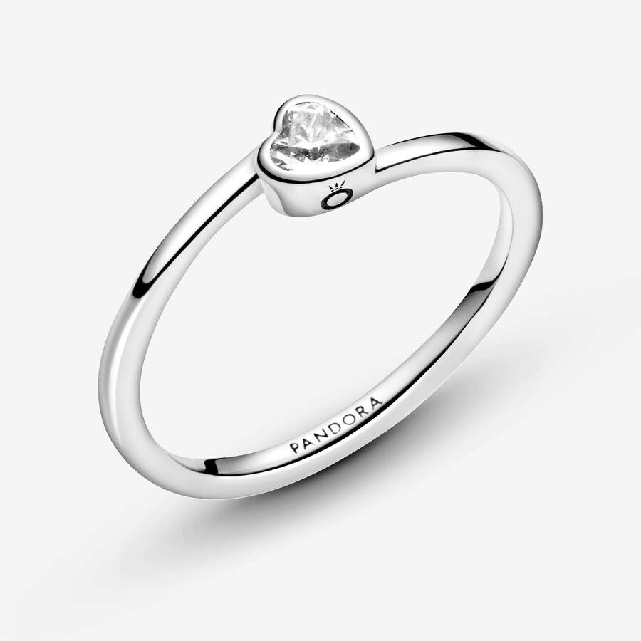 Anel Clear Tilted Heart Solitaire