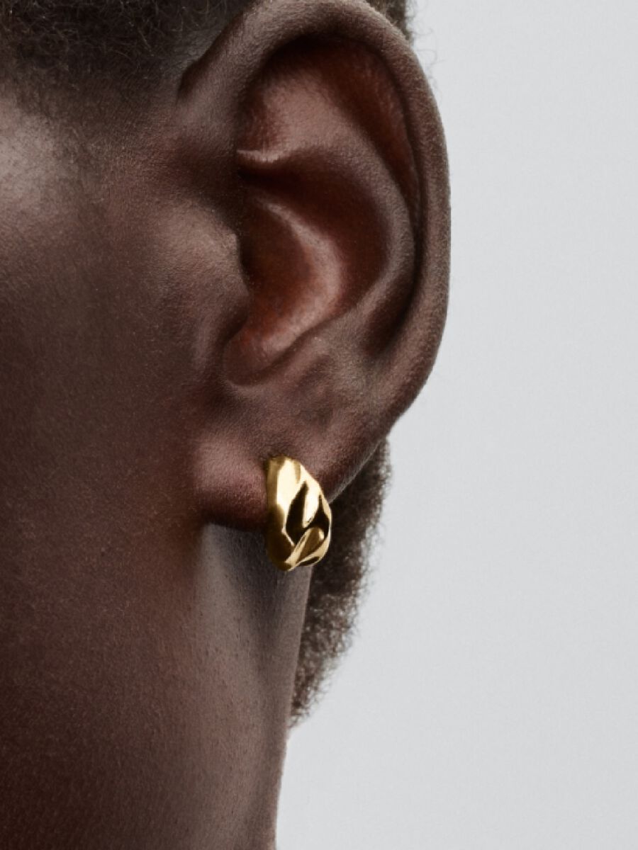 Argolas Abertas Onduladas Revestimento de ouro 14k