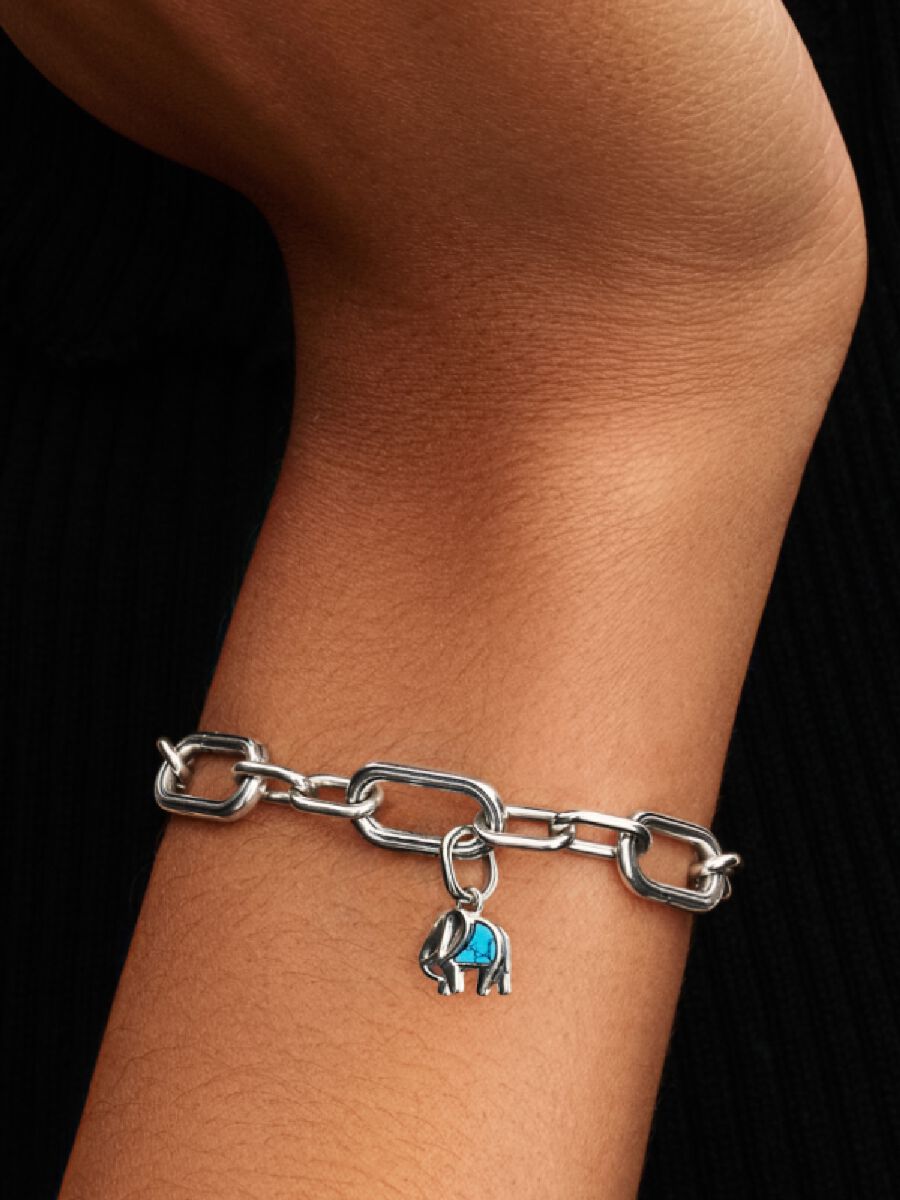 Mini Conta Pendente Elefante Turquesa Prata