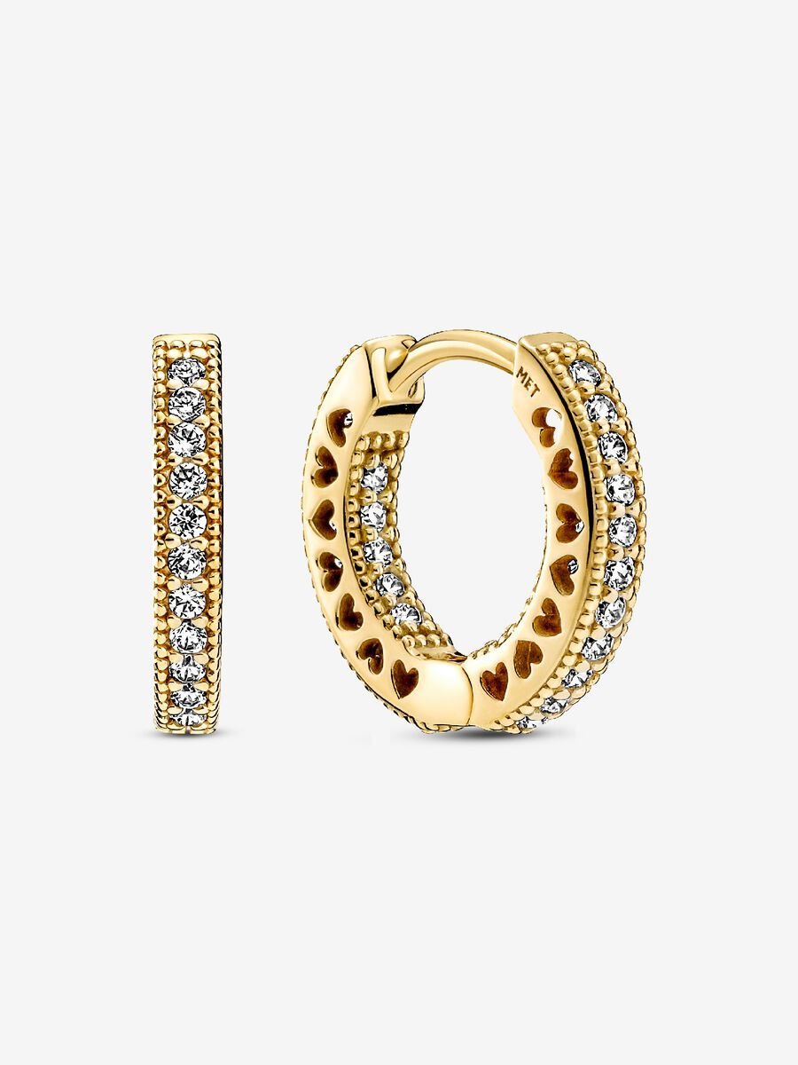 Argolas Pavé Heart Logo Revestimento de ouro 14k