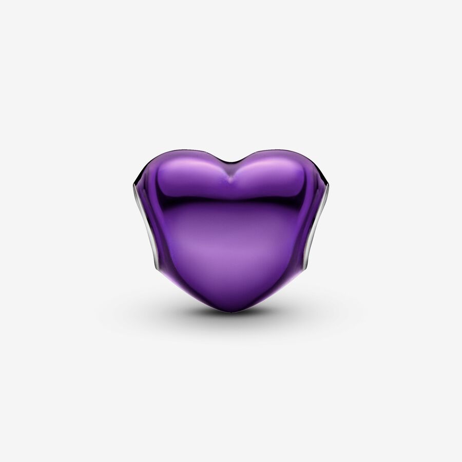Conta Coração Roxo Metalizado