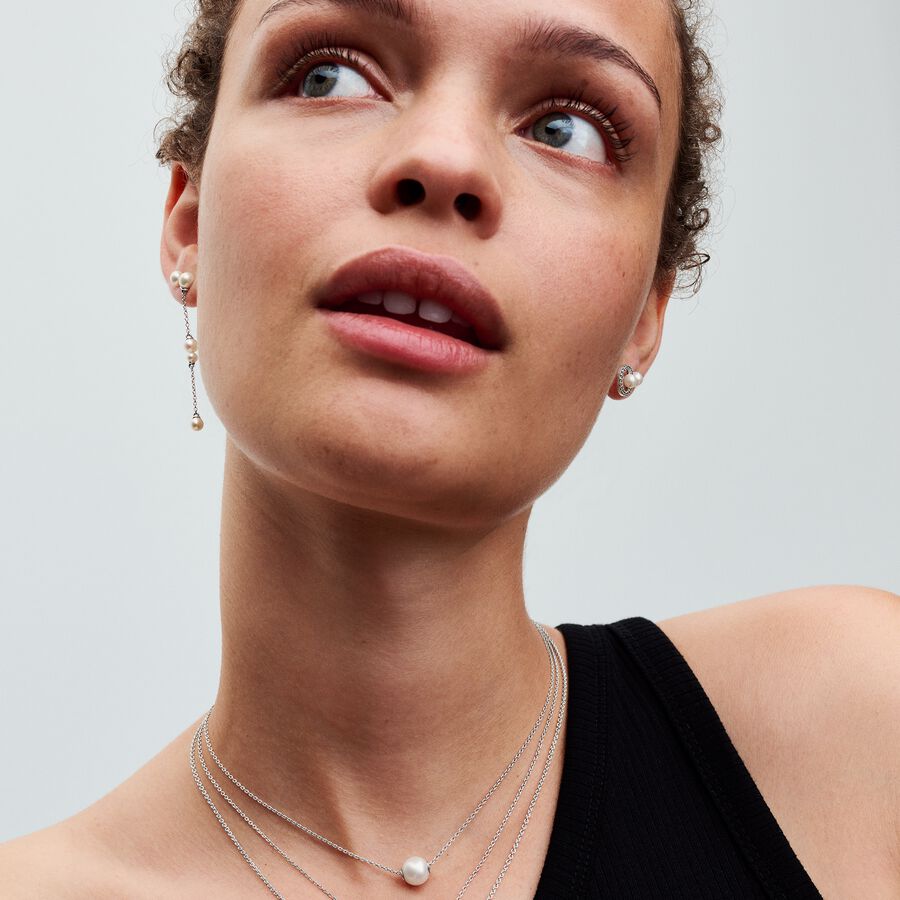 Brincos Espigão Auréola Pavé e Pérola de Cultura