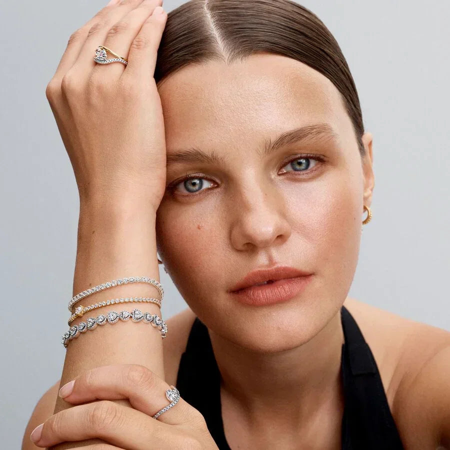 Pulseira de Ténis Coração Brilhante