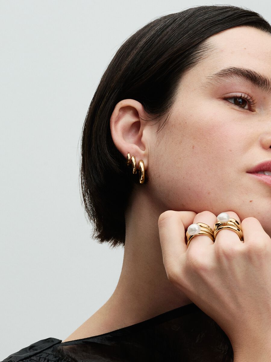 Argolas redondas abertas Revestimento de ouro 14k