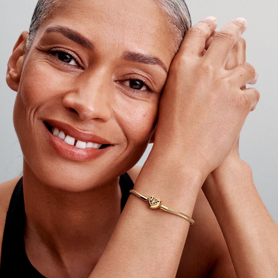 Pulseira Malha Snake Fecho Coração Árvore de Família