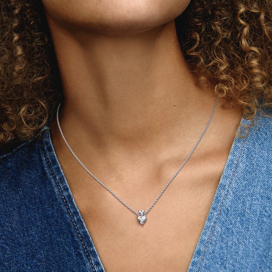 Colar Pandora Double Heart Pendant Sparkling