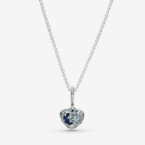 Colar Sparkling Blue Moon & Stars Heart