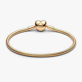 Pulseira Malha Snake Fecho Coração Pandora Moments