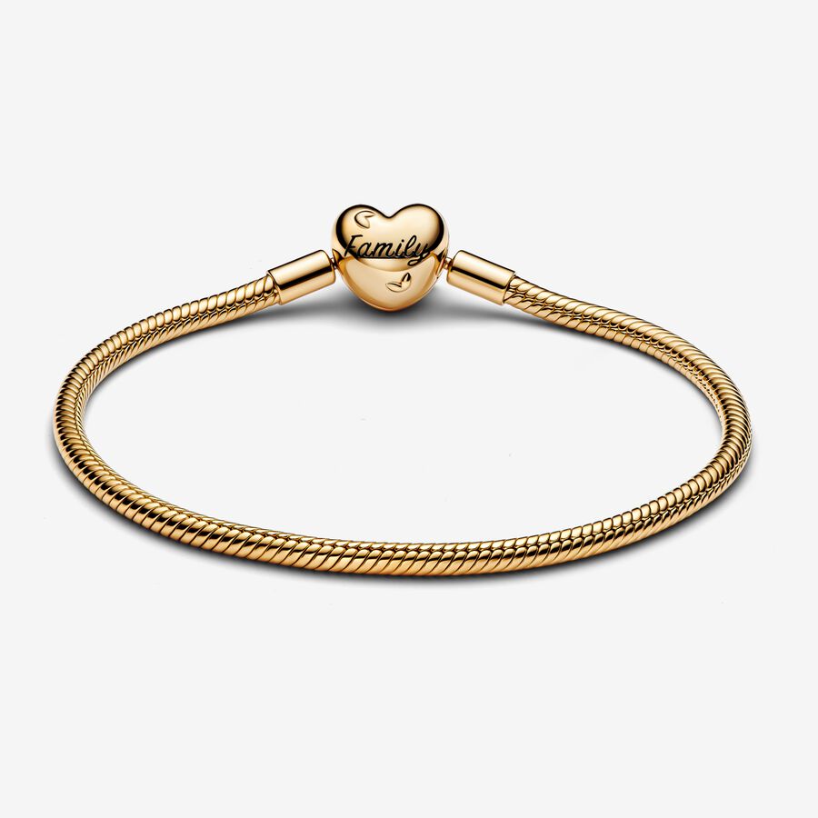 Pulseira Malha Snake Fecho Coração Árvore de Família