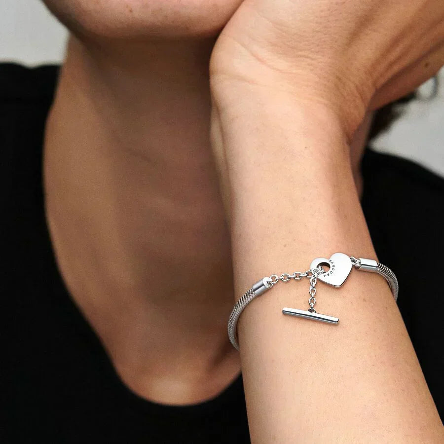 Pulseira com fecho em T Coração