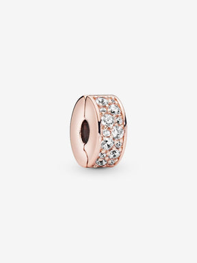 Clip Pavé Transparente Revestimento de ouro rosa 14k