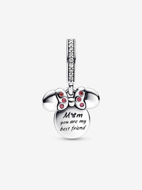 Conta Pendente Disney, Minnie Mouse Silhouette Prata, Revestimento de ouro rosa 14k