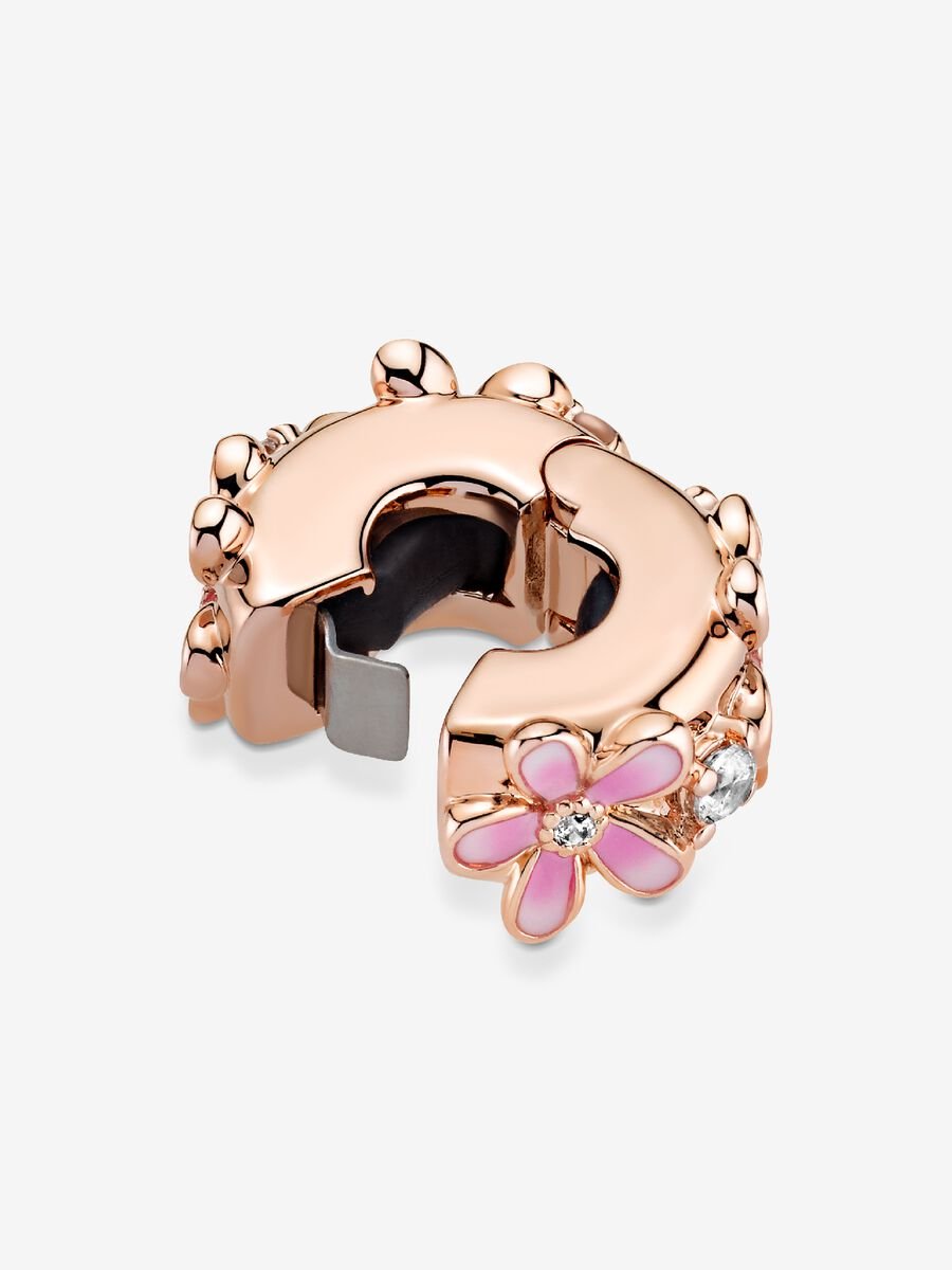 Clip Separador Margarida Rosa Revestimento de ouro rosa 14k
