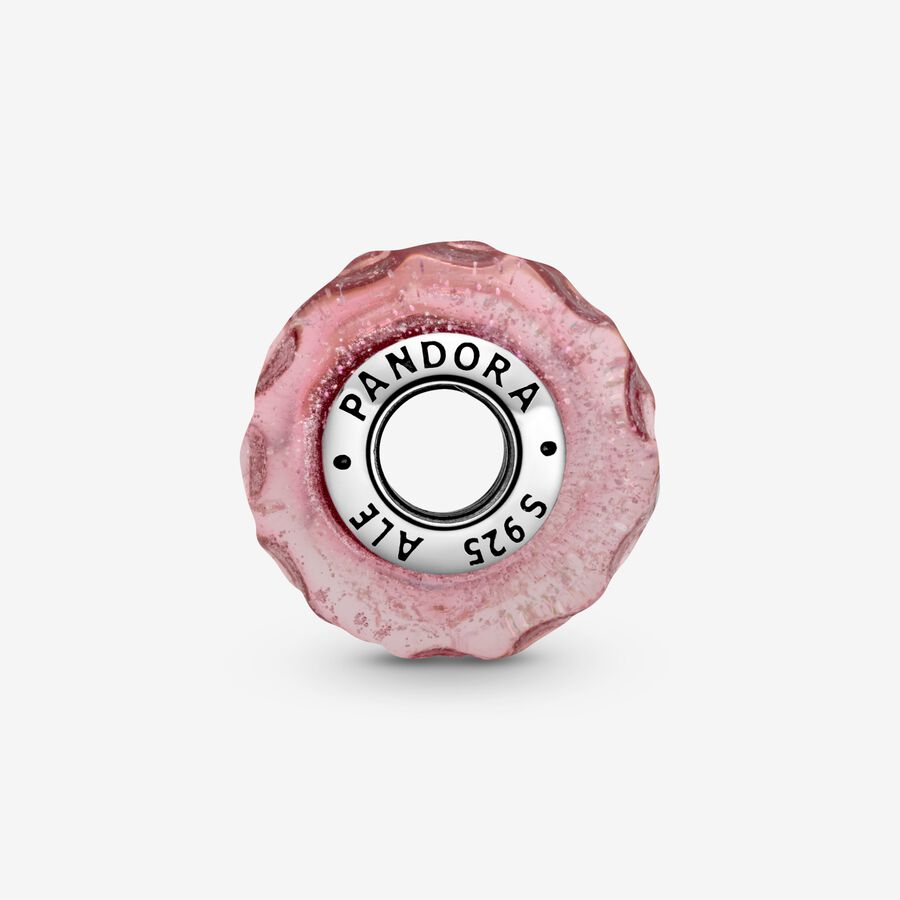 Conta de Vidro Murano Ondulado Rosa